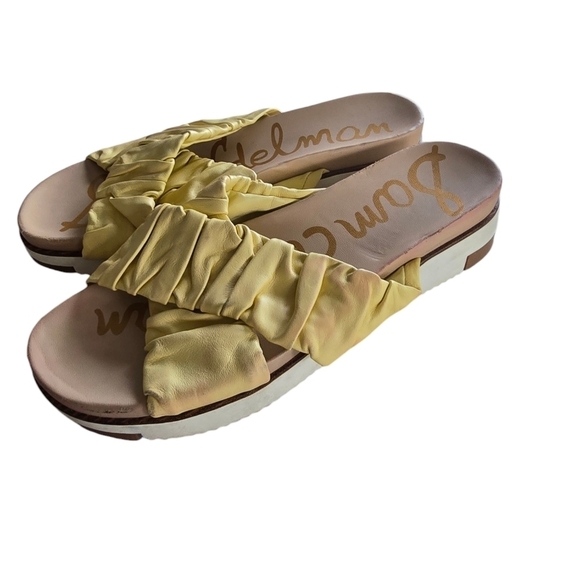 Sam Elderman Sandal Womens Sz 7 Gold Slippers Aliana Sport Comfort Flaw - Picture 3 of 15